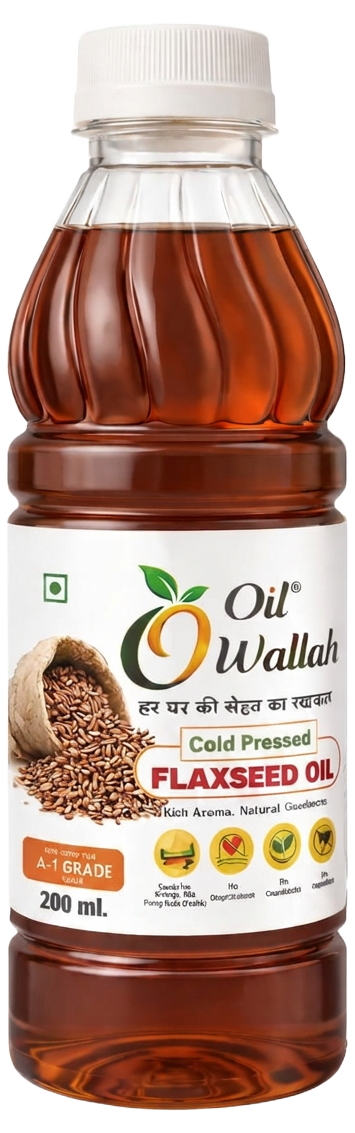 Cold Pressed Flaxseed Oil 100% Pure 200 ml Pack | Oilwallah